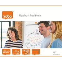 Nobo Plain Flipchart Pad 580x485mm 40 Sheet (Pack of 5)