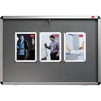 Nobo Display Cabinet Noticeboard, Lockable, A1, W1025xH745mm, Grey