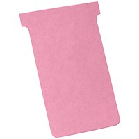 Nobo T-Cards 160gsm Tab Top 15mm W124x Bottom W112x Full H180mm Size 4 Pink Ref 2004008 [Pack 100]