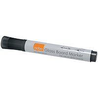 Nobo Glass Whiteboard Marker, Black, Pack of 4