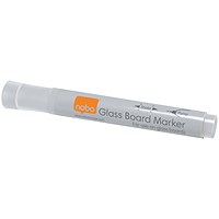 Nobo Glass Whiteboard Marker, White, Pack of 4