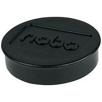 Nobo Whiteboard Magnets, 38mm, Black, Pack of 10