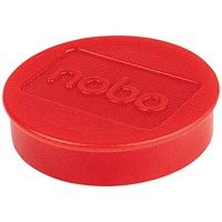 Nobo Whiteboard Magnets, 38mm, Red, Pack of 10
