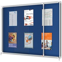 Nobo Premium Plus Felt Lockable Notice Board, 18xA4, W1352xH967xD63mm, Blue