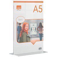 Nobo Counter Top Acrylic Freestanding Poster Frame, A5, Clear