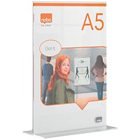 Nobo A5 Counter Top Acrylic Freestanding Poster Frame Clear