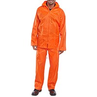 Beeswift Nylon B-Dri Weatherproof Suit, Orange, Large
