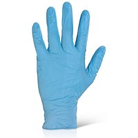 Beeswift Nitrile Disposable Gloves, Powder Free, Blue, Medium, Pack of 1000