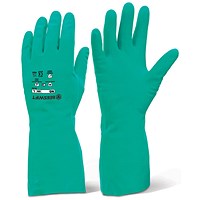 Beeswift Nitrile Flocked Lined Gauntlet, Green, Medium