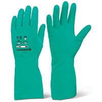 Beeswift Nitrile Flocked Lined Gauntlet, Green, Small