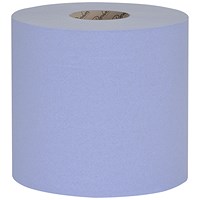 Raphael 1-Ply Hand Towel Roll, 250m, Blue, Pack of 6