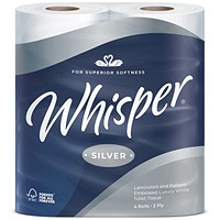 Whisper Silver Toilet Roll 2-Ply 210 Sheets Per Roll 4x10 (Pack of 40) TLSILVER