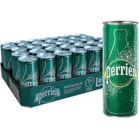 Perrier Sparkling Water, Cans, 250ml, Pack of 35