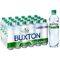 Buxton Natural Sparkling Water, Plastic Bottles, 500ml, Pack of 24