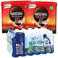 Nescafe Original Instant Coffee Granules 750g Tin x 2 - Free Buxton Natural Still Mineral Water 24 x 500ml Bottles