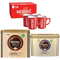 Buy Nescafe Gold Blend 750g + Gold Blend Decaffeinated Coffee 500g Get FOC Set of 4 Red Mugs