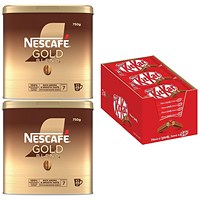 Nescafe Gold Blend Instant Coffee, 750g - Buy 2 Get Free Nestle KitKat 4 Finger Chocolate Bar, Pack of 24
