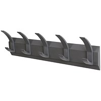 Acorn Hat and Coat Wall Rack, Concealed Fixings, 5 Hooks, Graphite