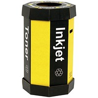 Acorn Cartridge Recycling Bin 60 Litre Black/Yellow (Pack of 5)