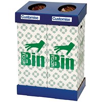Acorn Office Twin Recycling Bin Blue/Green (95 litres each bin)