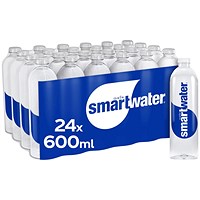 Glaceau Smartwater Still Water, Plastic Bottles, 600ml, Pack of 24