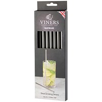 Viners 7 Piece Long Steel Drinking Straws Gift Set, 6 Straws & 1 Cleaning Brush Viners 7 Piece Long Steel Drinking Straws Gift Set, 6 Straws & 1 Cleaning Brush