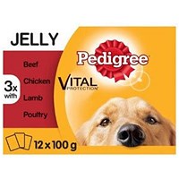 Pedigree Dog Pouches Mixed Selection in Jelly, 100g, Pack of 12