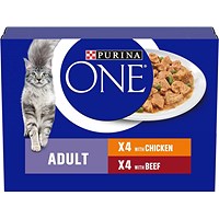 Purina One Adult Cat Food Chicken and Beef, 85g, Pack of 8