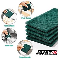 Janit-X Professional Use Large Kitchen Scourer, Green, 10 Pack