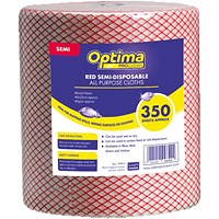 Janit-X Optima All Purpose Non Woven Cloth Roll, 350 Sheet, Red