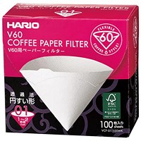 Hario V60 Coffee Filter Papers, Size 01, White Pack of 100 Hario V60 Coffee Filter Papers, Size 01, White Pack of 100