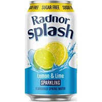 Radnor Splash Sparkling Sugar Free Lemon & Lime Sparkling Flavoured Water, Cans, 330ml, Pack of 12