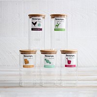 Teapigs Mixed Case Glass Storage Jar Bundle, Pack of 6