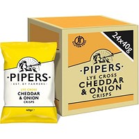 Pipers Gluten-Free Lye Cross Cheddar & Onion Vegetarian Crisps Multi-Pack 24 x 40g
