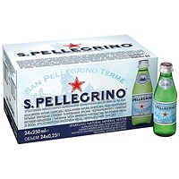 San Pellegrino Sparkling Water, Glass Bottles, 250ml, Pack of 24 San Pellegrino Sparkling Water, Glass Bottles, 250ml, Pack of 24