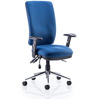 Chiro High Back Operator Chair, Height Adjustable Arms, Blue