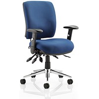 Chiro Medium Back Operator Chair, Height Adjustable Arms, Blue - Delivered Built