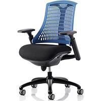 Flex Task Black Frame & Seat Operator Chair, Height Adjustable Arms, Blue Back - Delivered Built