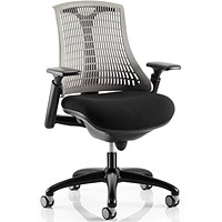 Flex Task Black Frame & Seat Operator Chair, Height Adjustable Arms, Grey Back - Delivered Built