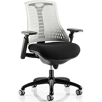 Flex Task Black Frame & Seat Operator Chair, Height Adjustable Arms, Off-White Back - Delivered Built