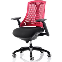 Flex Task Black Frame & Seat Operator Chair, Height Adjustable Arms, Red Back - Delivered Built
