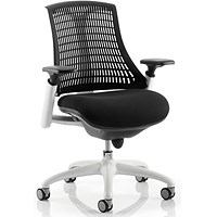 Flex Task Operator Chair, White Frame, Black Seat, Black Back