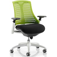 Flex Task Operator Chair, White Frame, Black Seat, Green Back
