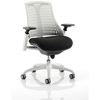 Flex Task White Frame & Black Seat Operator Chair, Height Adjustable Arms, Off-White Back