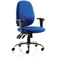 Lisbon Task Operator Chair, Height Adjustable Arms, Blue - Delivered Built