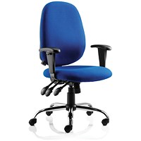 Lisbon Task Operator Chair with Arms, Blue, Assembled