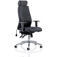 Onyx Ergo Posture Chair, Headrest, Height Adjustable Arms, Black- Delivered Built