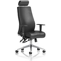 Onyx Ergo Leather Posture Chair with Headrest, Black