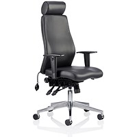 Onyx Ergo Leather Posture Chair with Headrest, Black, Assembled