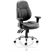 Storm Bonded Leather Operator Chair, Height Adjustable Arms, Black